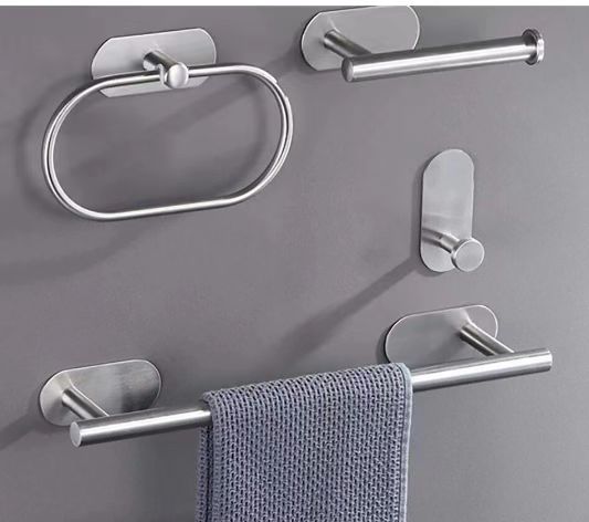 Stainless steel tissue paper rack, towel rod, towel ring hook, tissue paper rack, bathroom non-drilling bathroom hanging accessory set pic 22