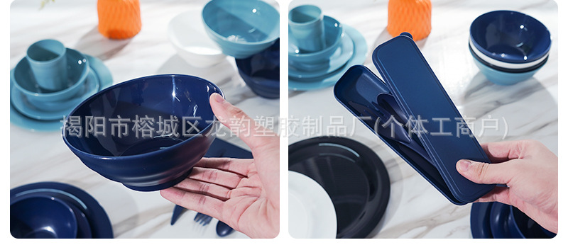 Amazon wheat straw pure PP plate, bowl, cup, dish, knife, fork, spoon, tableware box set, gift set, cross-border batch for Europe and America pic 8