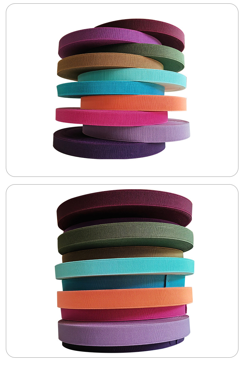 Wholesale fine-textured shuttleless machine, colored polyester webbing, edge wrapping tape, colored backpack tape, latex silk textile elastic rope pic 8