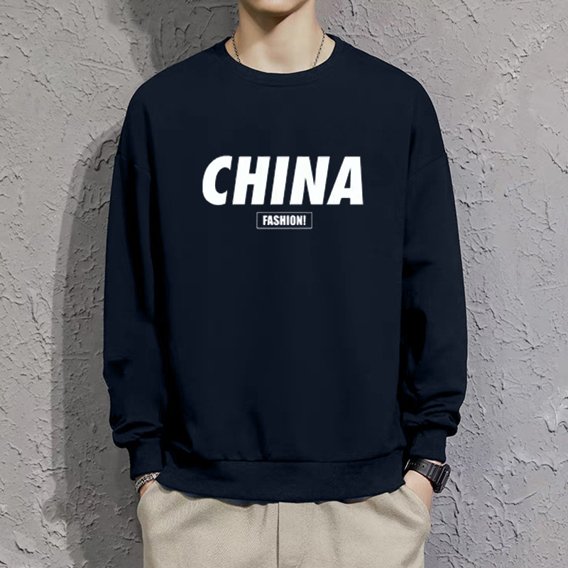 厂家批发2023秋冬棉卫衣男款潮牌加绒加厚圆领休闲长袖男士打底衫详情13