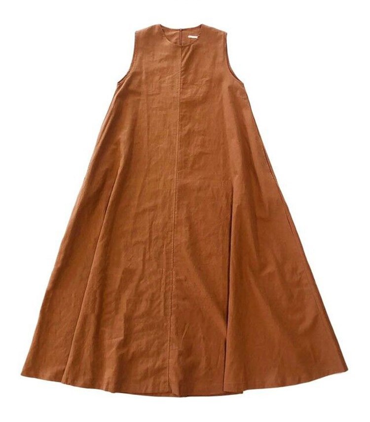 A 2023 new casual French cotton and linen dress with a laid-back tank top. It's a loose and long summer dress pic 58