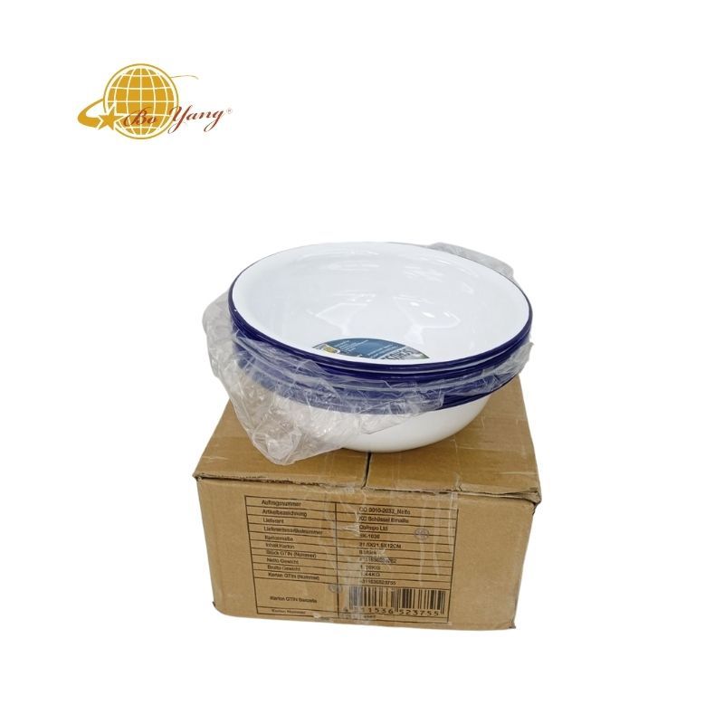 Hot sales on Amazon: 6 pieces per box, white enamel basins, enamel deep plates, hotel household enamel plates, picnic plates pic 2
