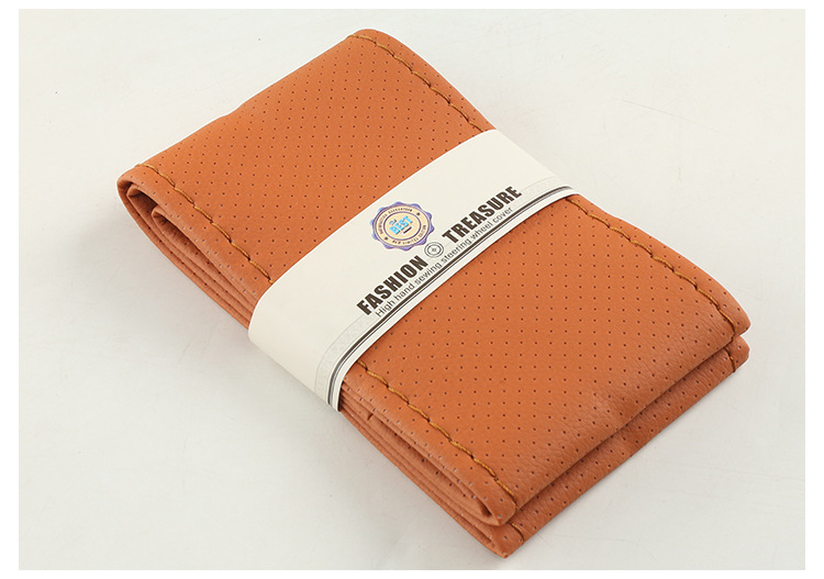 汽车手缝超纤皮把套柔软滑防方向盘套新款仿超纤皮革外贸车内用品详情13