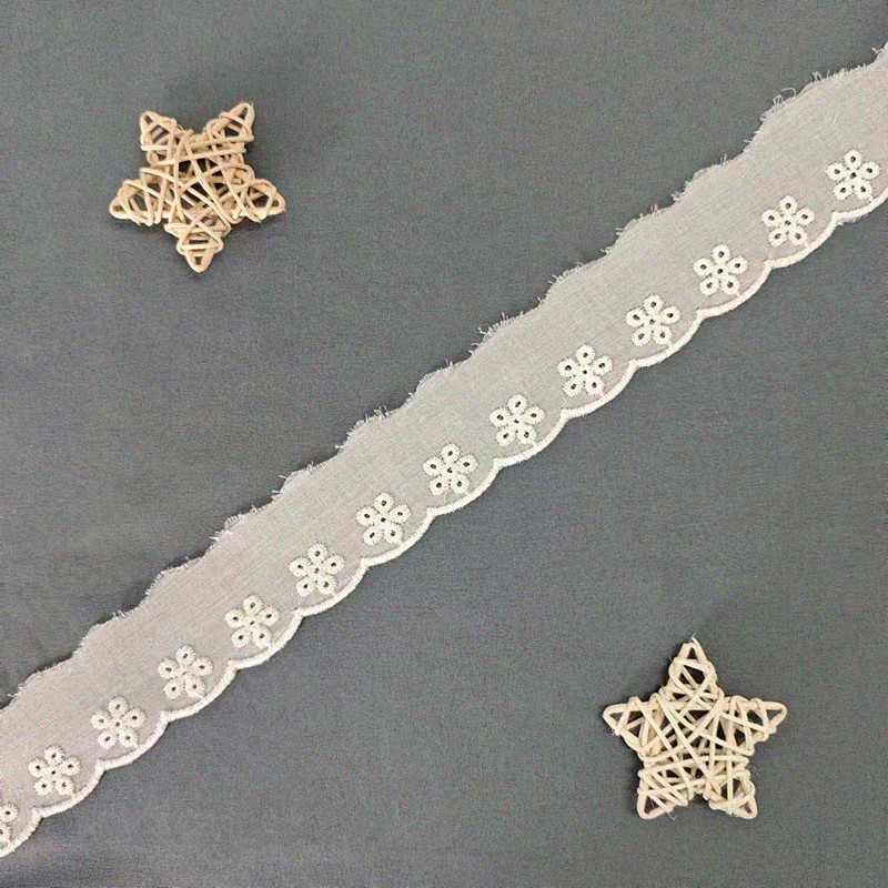 Wholesale of cotton embroidered lace, hollowed-out lace, embroidered skirt hem, clothing accessories, milk silk, perforated, barcode 2.5 pic 94