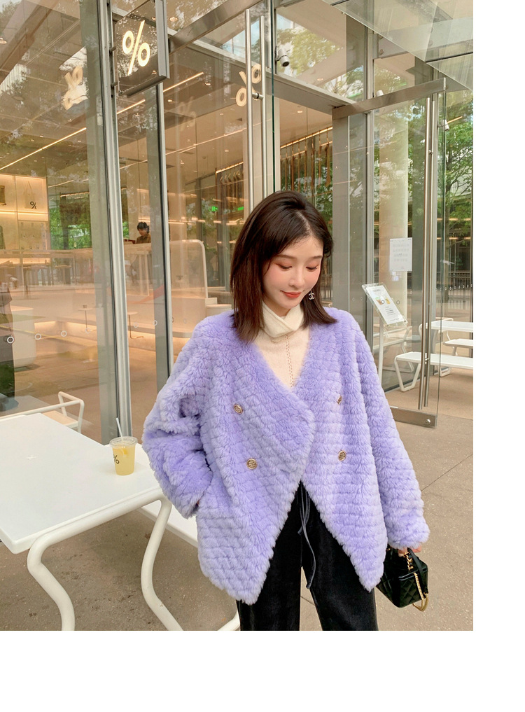 冬季新年羊羔毛皮草短款女网红羊剪绒布加迪全羊毛年轻短外套详情66