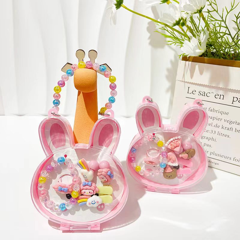 新品手提首饰盒卡通套装公主发饰组合手链戒指皮筋发夹女童礼物详情3