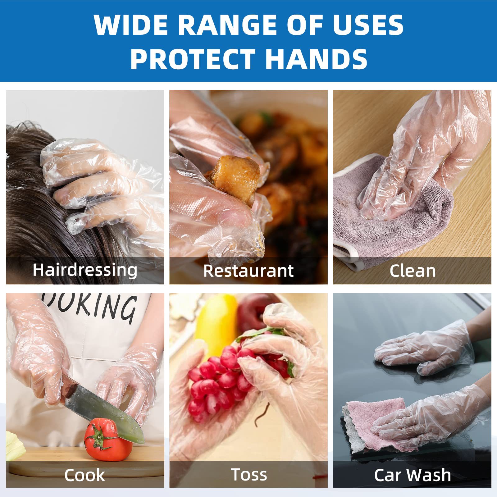 外贸英文包装 一次性手套家用防水厨房烘焙PE手套详情7