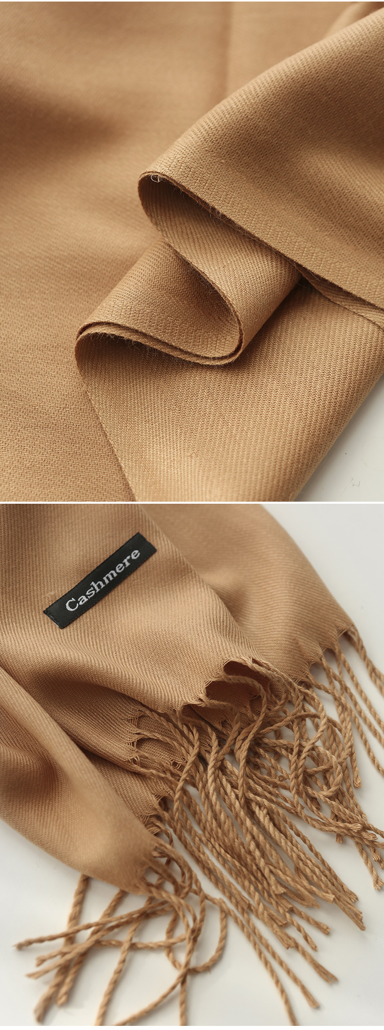 Solid-color faux cashmere scarf, a bestseller for women in autumn and winter. 220g classic glossy single-color tassel, versatile and warm shawl gift pic 6