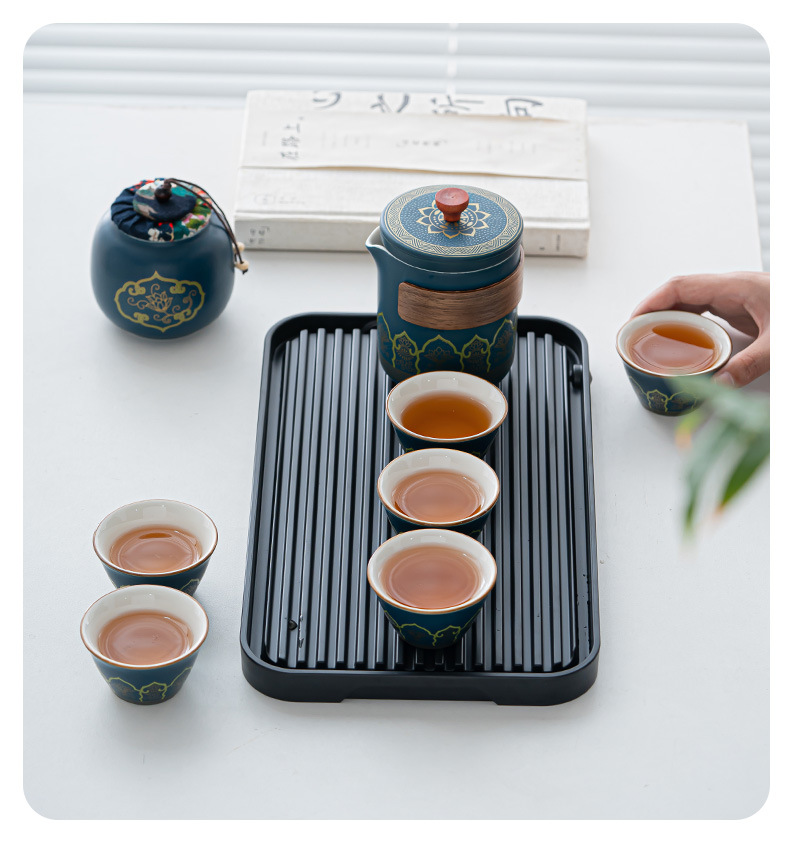 Travel tea set, ceramic express portable, one pot, three cups, business cultural and creative gift, festival souvenir, printed logo pic 7