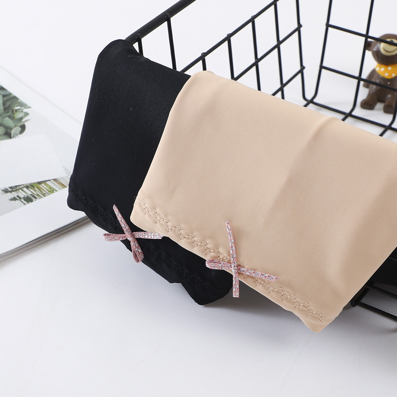 Sexy lace-edged women's ice silk solid color smooth flat corner pants, seamless stretch large-sized women's anti-glare safety pants pic 18