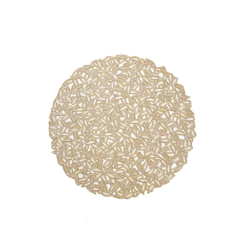 Womei Modern Creative round gold-embossed sunflower seed table MATS and placemats, Nordic light luxury hollowed-out waterproof, oil-proof, heat-resistant, anti-slip, wear-resistant and heat-insulating MATS, wholesale Western placemats pic 4