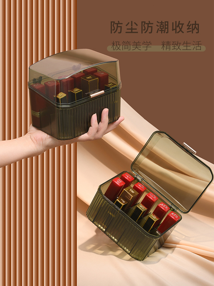 跨境好物梳妆台带盖轻奢高颜值通明口红收纳盒首饰整理箱厂家直销详情9