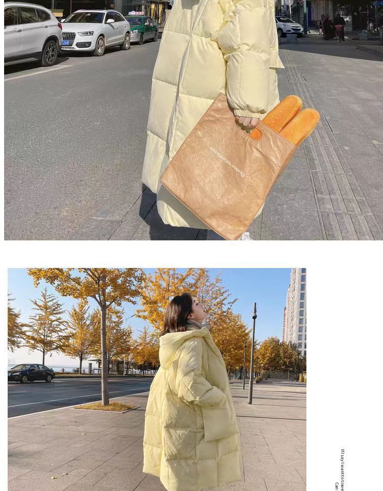 奶黄羽绒棉服女中长款2022冬新款韩版chic面包服宽松加厚棉衣外套详情15