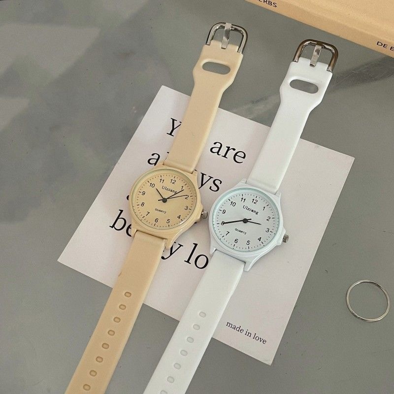 考试专用手表女高中学生指针式上课看时间青春校园验控显白奶茶色详情12