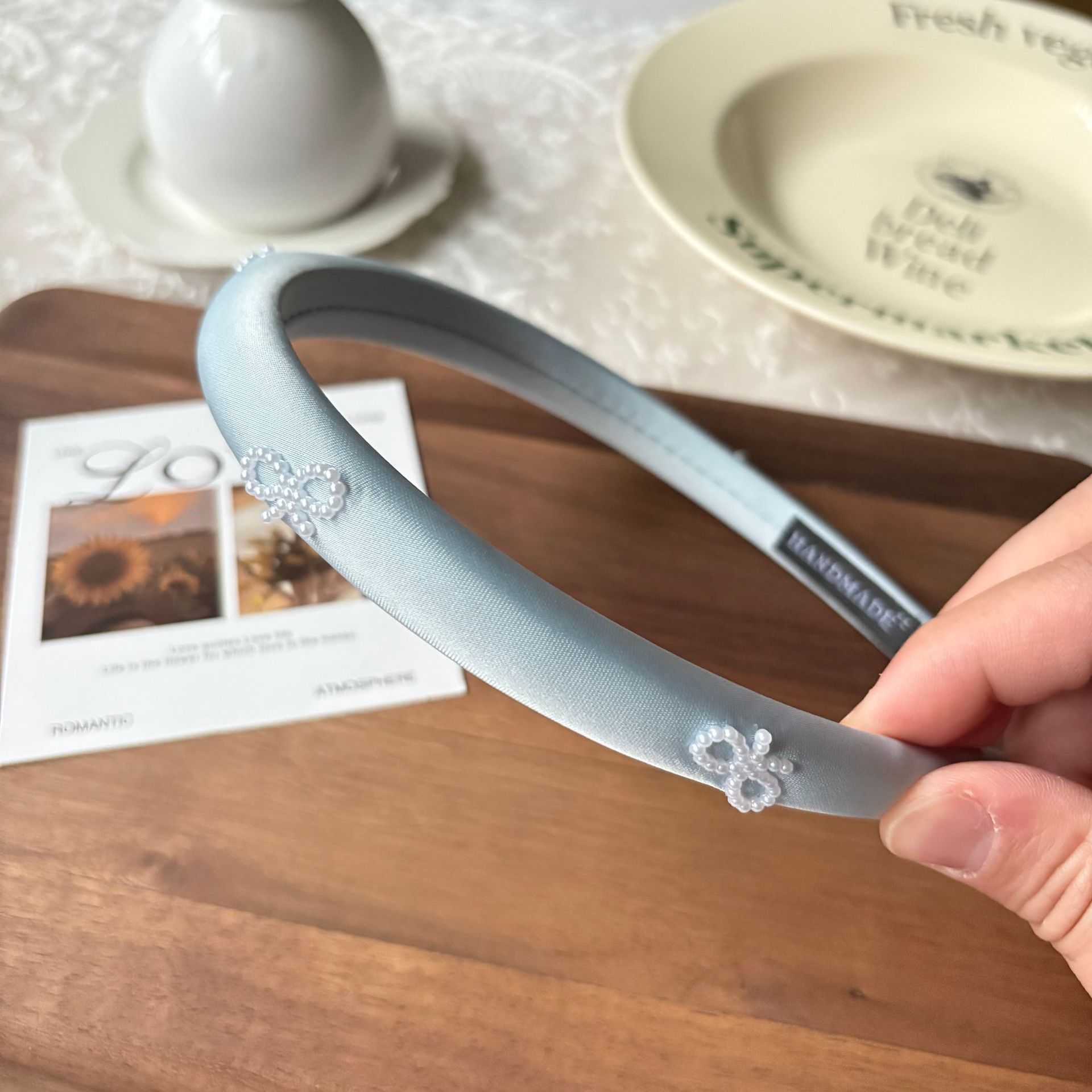 Spring new solid-color satin hair band for women, high head pressure headband, high-end and light luxury hair tie and hairpin headwear pic 48