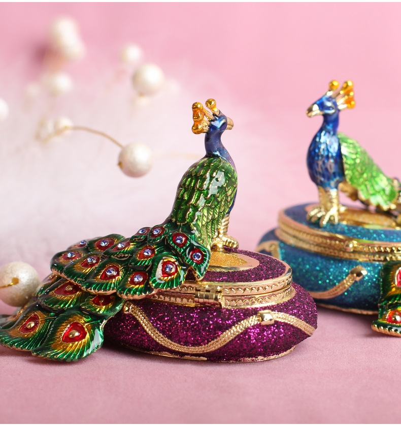合金珐琅彩景区纪念品工艺品孔雀首饰盒家居礼品网红ins风小摆件详情9
