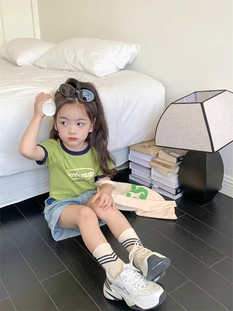 女童夏款短袖T恤女宝宝莫代尔印花卡通童装儿童圆领薄款面膜上衣详情7