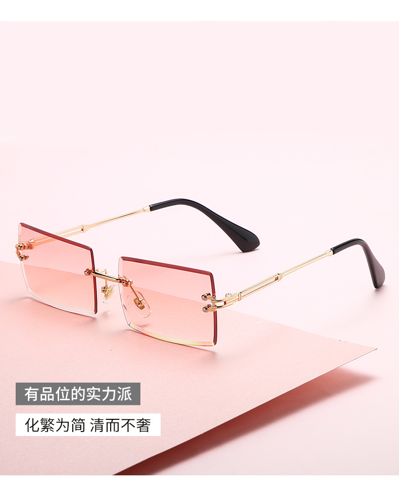 New frameless trimmed square gradient ocean sunglasses, European and American fashion, Instagram-popular street style sunglasses pic 13