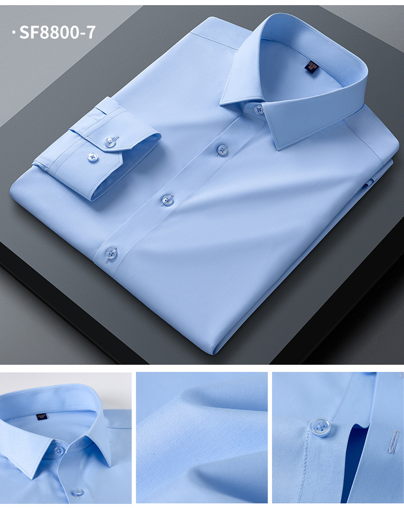 春秋三防衬衫男长袖商务正装职业装竹纤维弹力免烫工装上班衬衣详情16