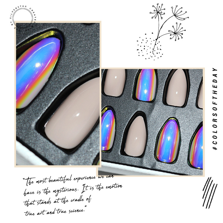 24-piece pointed-head bride wearing nail jewelry, false nail patches, scallion powder with diamonds and adhesive back nail patches gift box toolkit pic 30