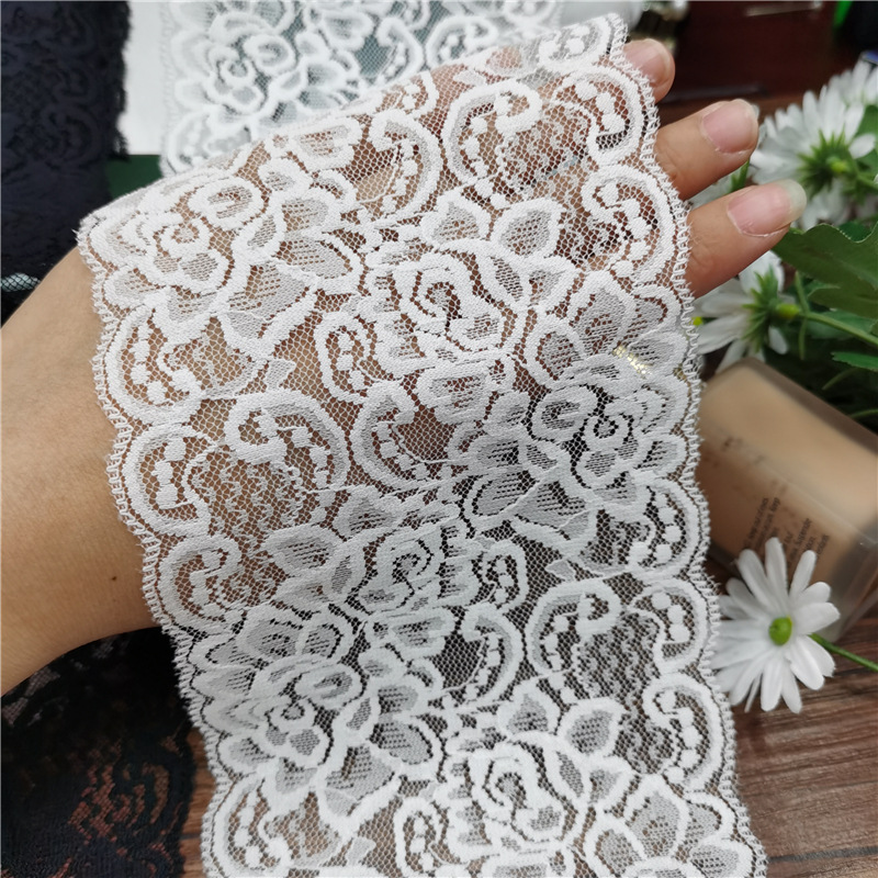 Elastic silk ribbon, lace trim, soft and skin-friendly, elastic elastic band, clothing accessory, ruffled edge, 9CM pic 22