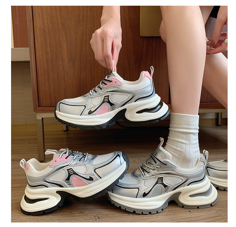 单网透气老爹鞋女2024年新款潮牌拼色厚底小个子百搭休闲运动鞋详情20
