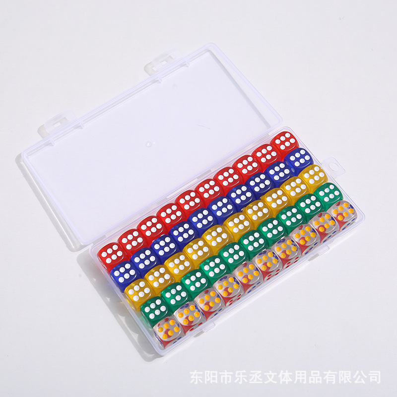 16mm透明骰子水晶实色亚克力筛子新包装盒装骰子彩色多种颜色可选详情4