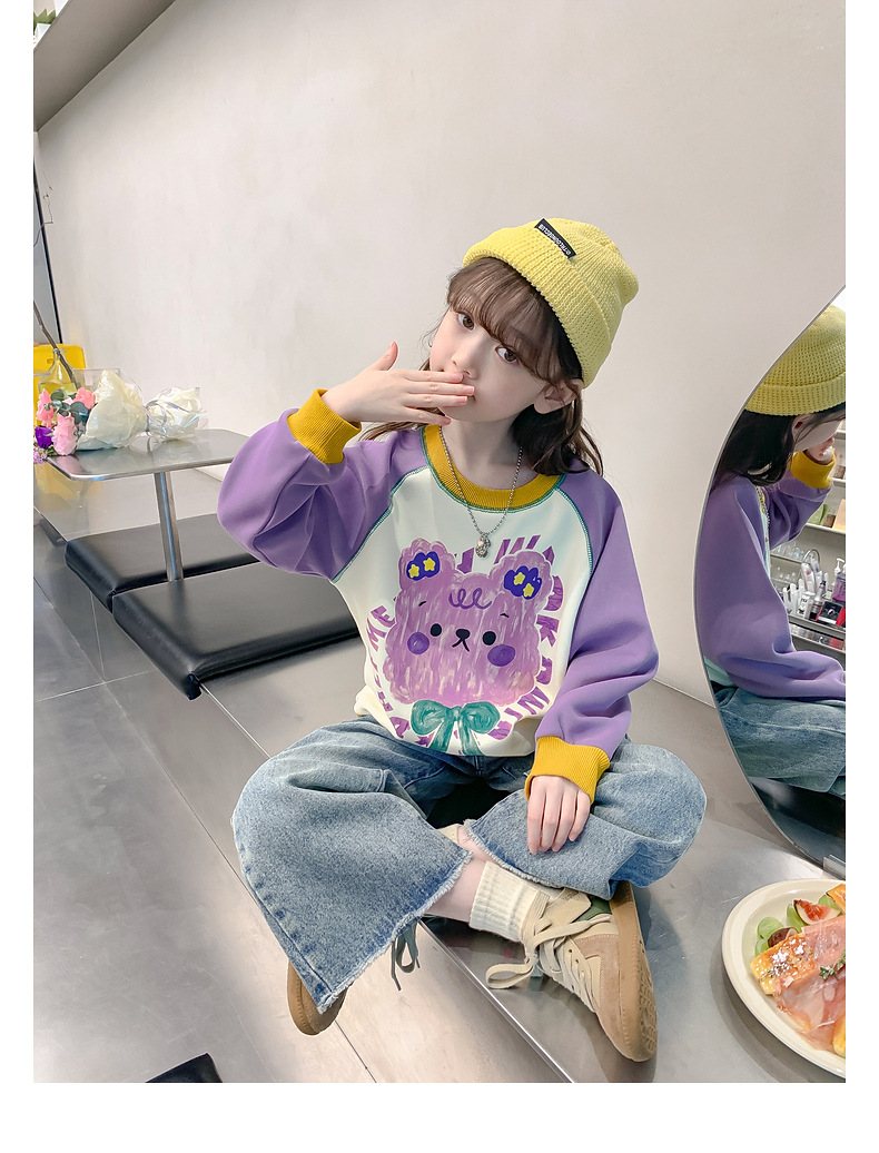 Girls' hoodie Spring and Autumn 2024 New style Stylish children's autumn wear long-sleeved little girls' autumn children's wear loose top pic 30