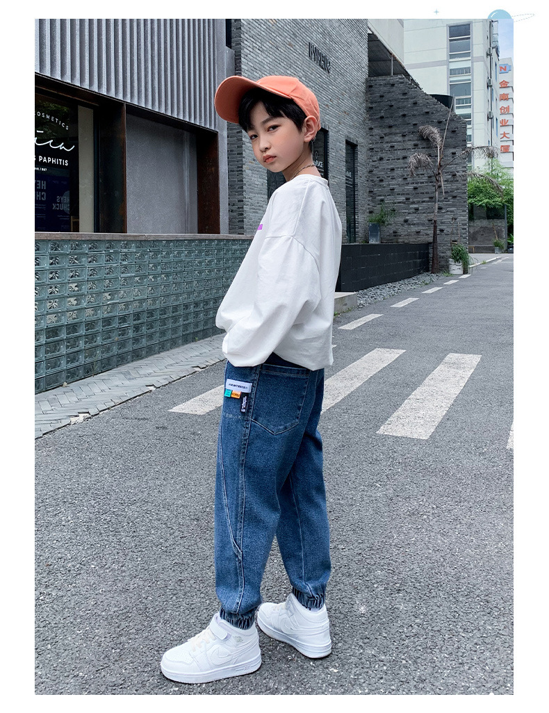 Chico jeans otoño invierno nuevo 2022 niño medio grande pantalones casuales marca de moda pantalones rectos pantalones niños wholesale pic 12