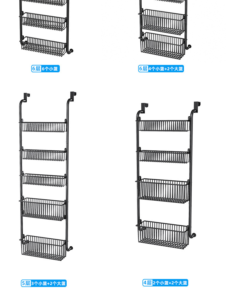 门挂多层收纳置物架厨房卧室墙面免打孔收纳架门后杂物食品挂篮详情8