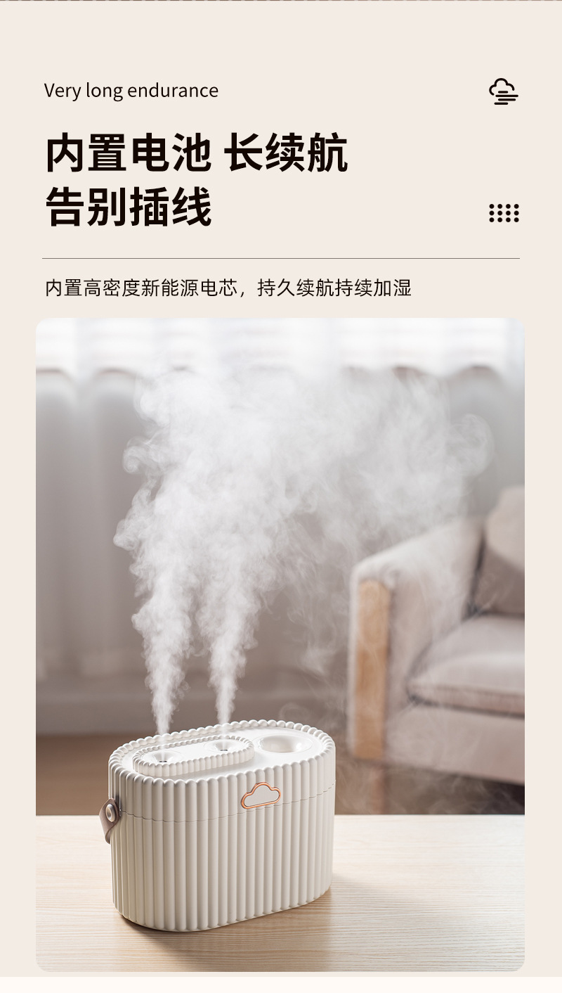 新款2L大容量双喷加湿器办公室桌面家用静音usb香薰加湿器厂家详情13