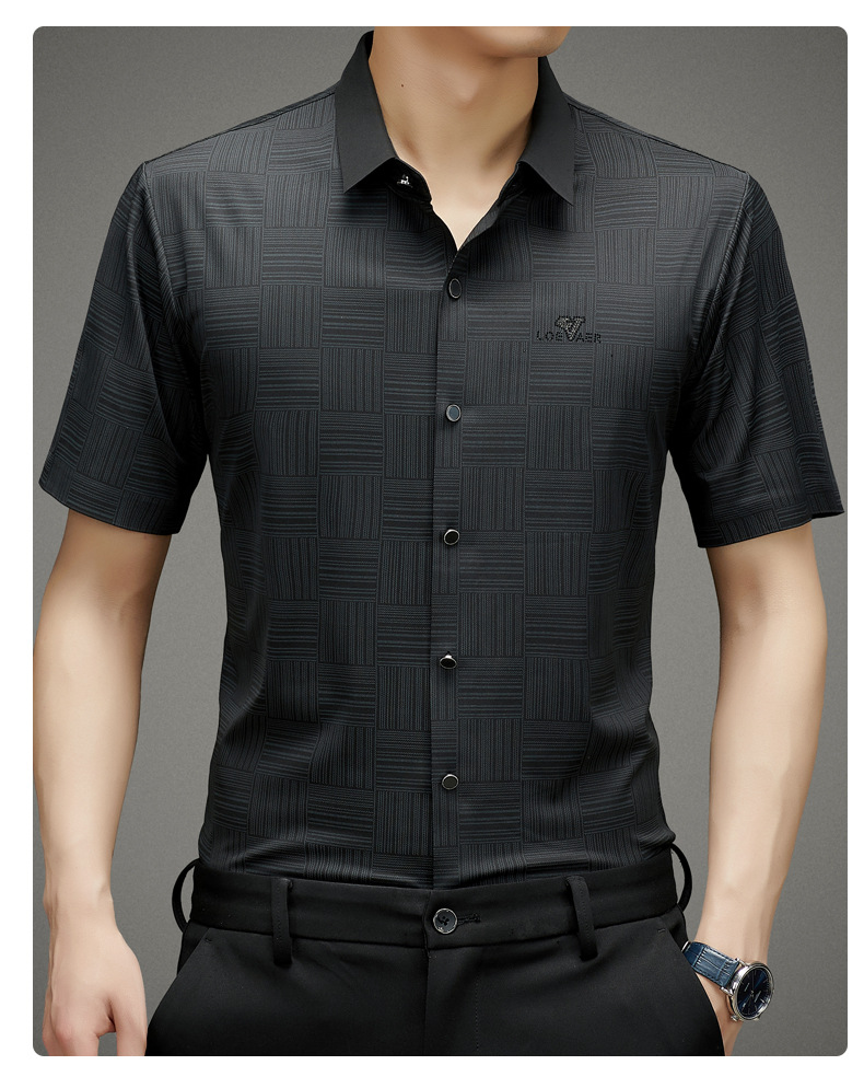 衬衫短袖男夏季新款抖快热卖轻商务中年短袖衬衫翻领修身休闲短袖详情28