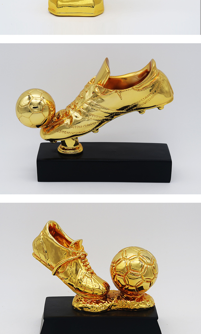 新款足球奖杯金靴奖支持刻字树脂工艺品球员射手奖杯酒吧会所摆件详情17