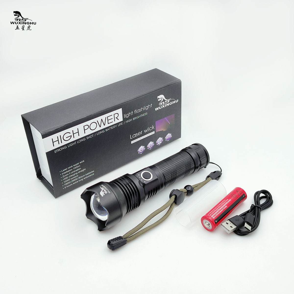 New outdoor waterproof white laser flashlight, high-power kilometer-long beam strong light rechargeable flashlight pic 9