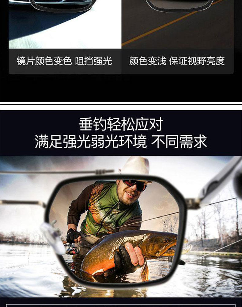 新款感光变色太阳镜男偏光高端时尚达人代发防紫外线墨镜高级感详情11