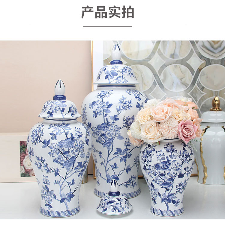 New Chinese-style blue and white landscape hand-painted general jars, Jingdezhen ceramic vases, storage jars, decorative ornaments and handicrafts pic 10