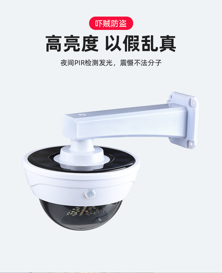 跨境太阳能灯户外庭院灯智能人体感应照明灯仿真监控摄像头路灯详情5