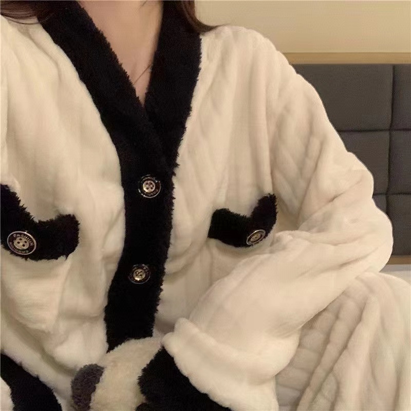 秋冬季女士法兰绒睡衣女冬款长袖加厚加绒可爱女生家居服套装详情39