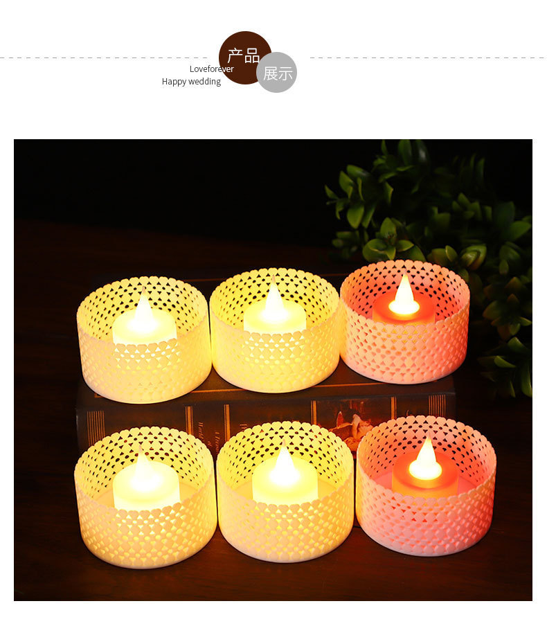 Amazon electronic candle hollowed-out candle lamp Birthday led romantic proposal atmosphere decoration mini night light pic 8