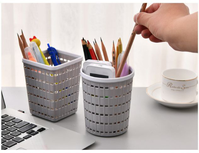 Creative and fashionable plastic hollowed-out desktop storage basket mini trash can basket for home sundries storage pic 9