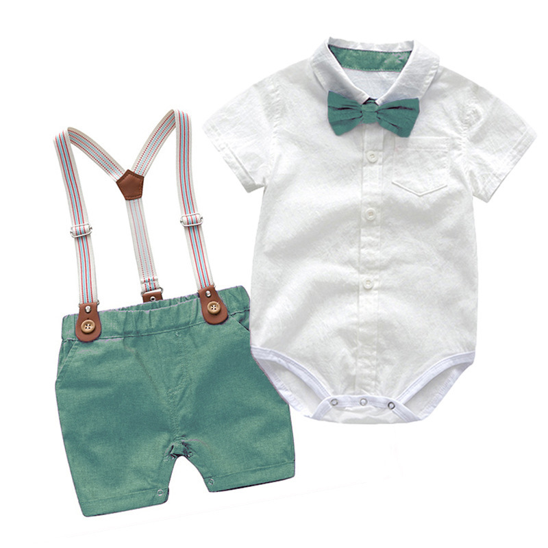 Summer male baby gentleman sets, baby crawling suits, overalls, two-piece sets, British-style cool evening gowns for foreign trade pic 8