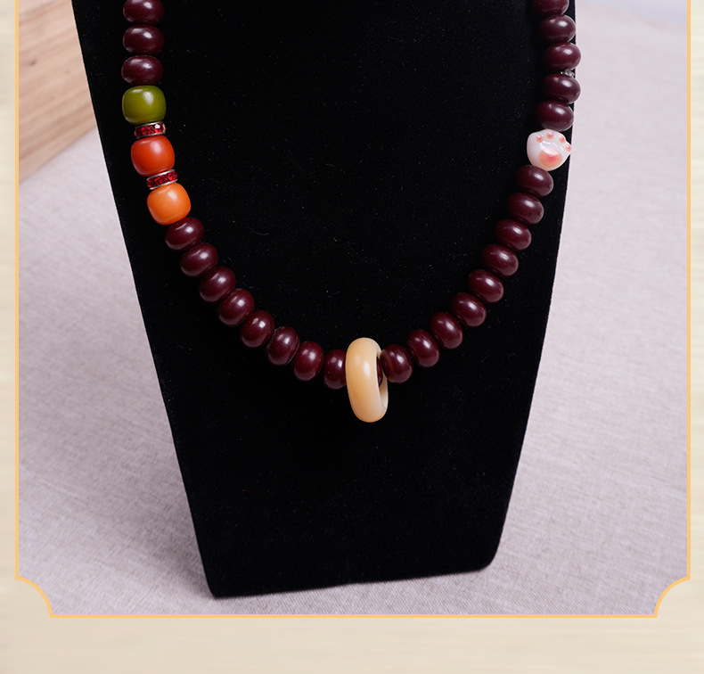 原产天然红米菩提两圈手串带跑环精致炭烧招财猫手情侣男女款文玩详情10