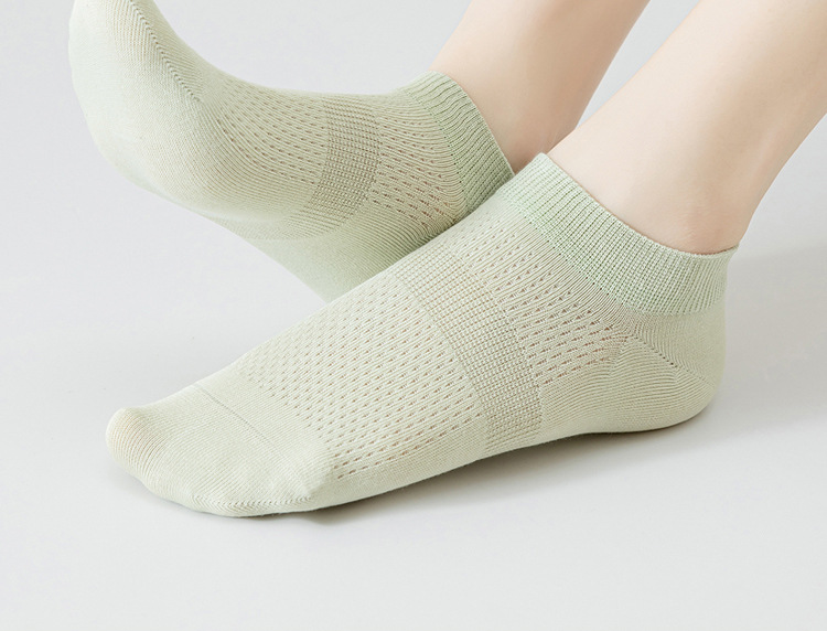 袜子春夏吸汗女士纯棉船袜薄款浅口纯色网眼透气短筒袜抗起球袜子详情16