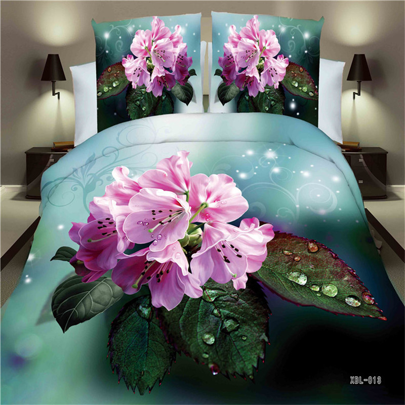 Wholesale of 3D four-piece sets of printed bedding for export with active brushed large patterns pic 41