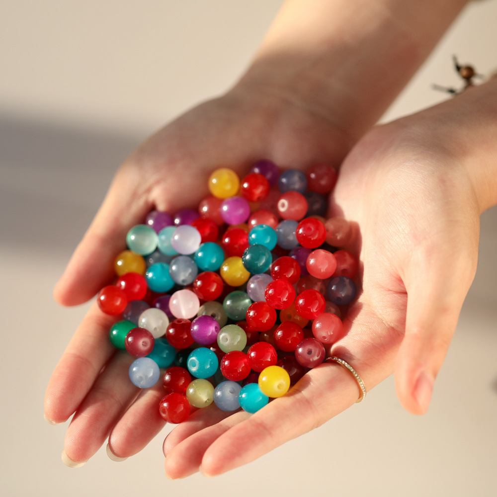 10mm imitation jade glass beads, round beads, loose beads, diy bracelet material accessories, glass beads, imitation agate beads, string beads, matching beads pic 20