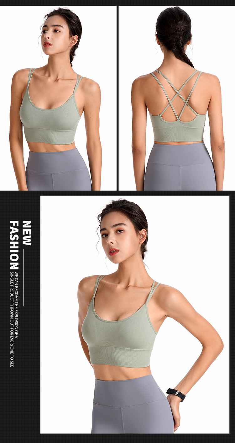 Thin-band cross-shaped yoga sports bra, quick-drying shock-absorbing running fitness sports underwear, European and American large-sized bra pic 15