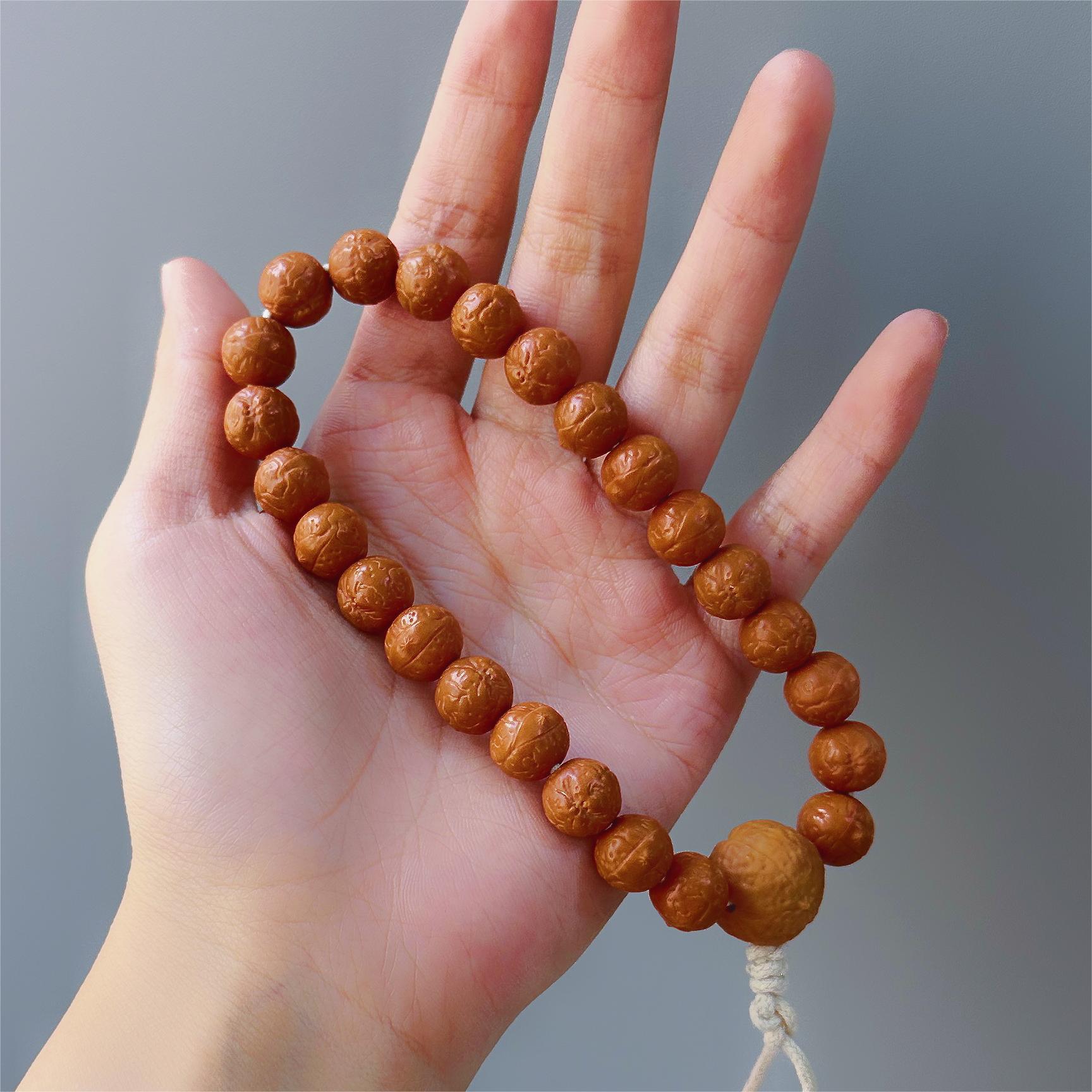 精品猴头菩提雕刻10mm凤眼手持珠鲨鱼背龙须虎爪老型桶珠京八棱财神大土豪猴头菩提子佛珠念珠盘玩手串文玩手链文玩手串详情29