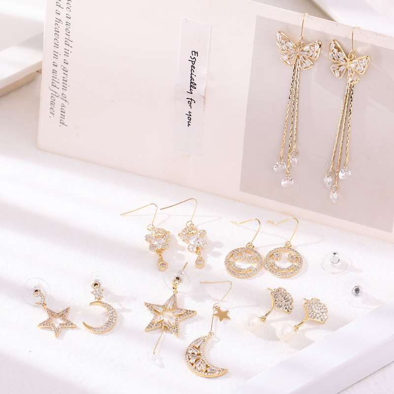 New Korean earrings are directly supplied. Creative silver needles, simple electroplated stud earrings, sweet and fairy-like long earrings are available for wholesale pic 3