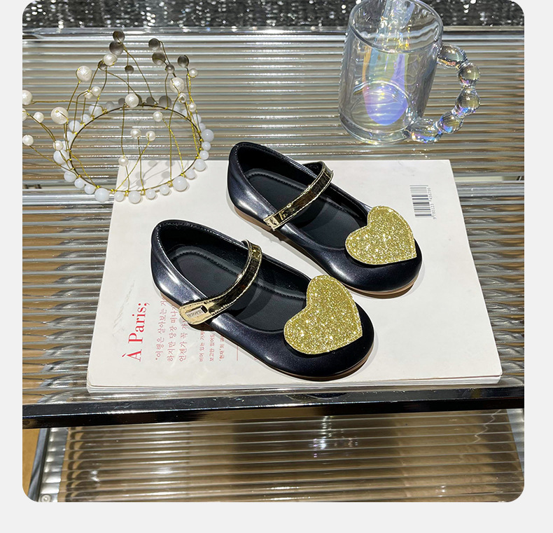 女童公主鞋2024春季新款儿童闪闪爱心皮鞋中大童舒适防滑软底单鞋详情17