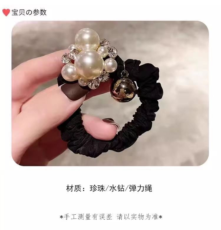 韩国风头花珍珠头饰发圈女高级感扎头发头绳丸子头神器皮筋发饰详情4